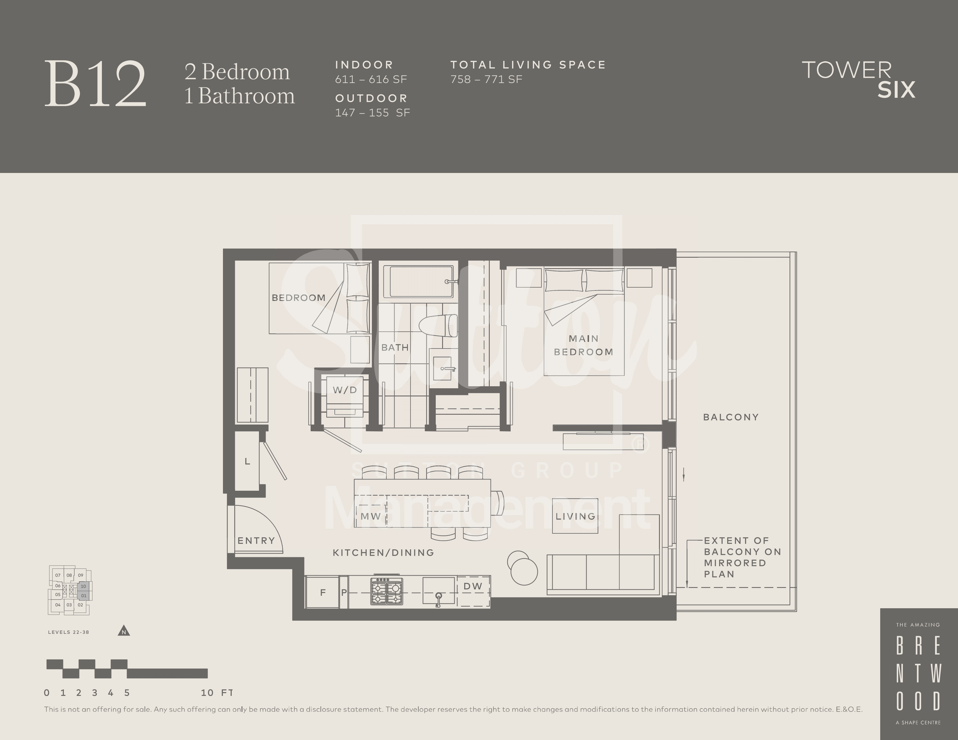 B12 Floor Plan of The Amazing Brentwood- Tower 6 Condos with undefined beds