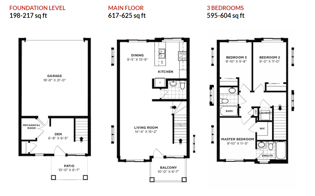 JASPER Floor Plan of Belle Rive Townhomes with undefined beds