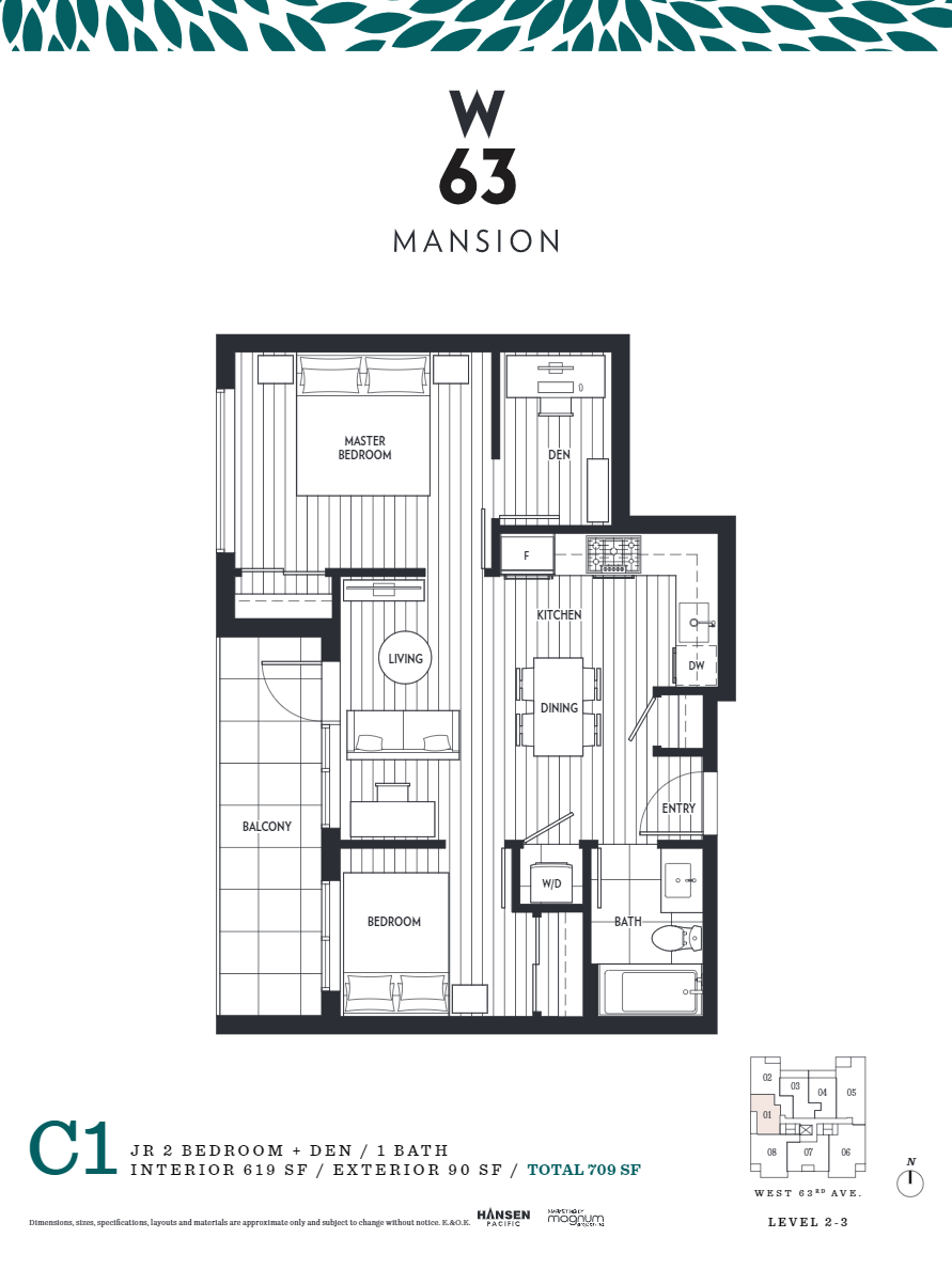 C1 Floor Plan of W63 Mansion Condos with undefined beds