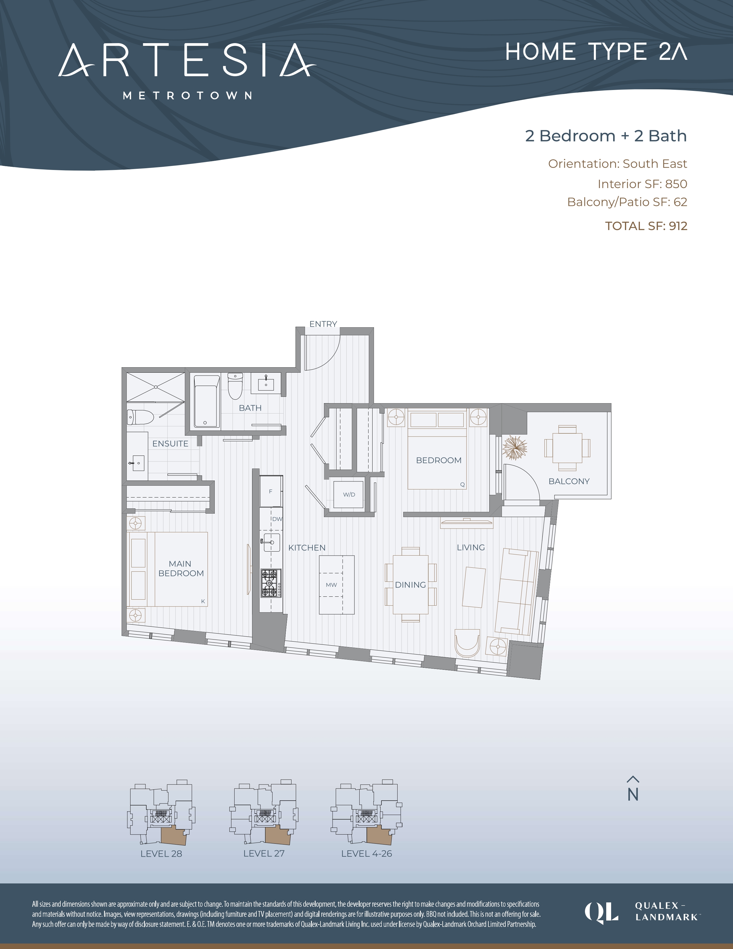 2A Floor Plan of Artesia condos with undefined beds