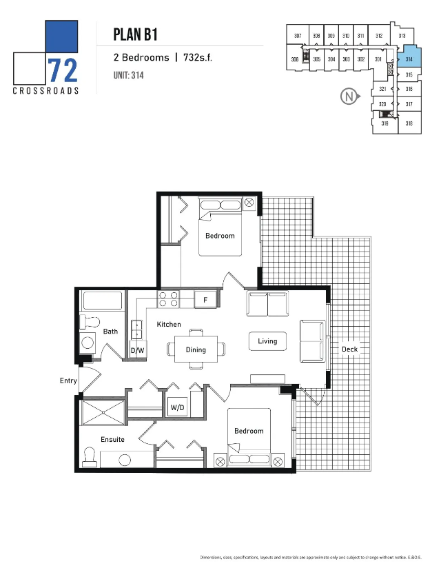 B1 Floor Plan of 72 Crossroads Condos with undefined beds