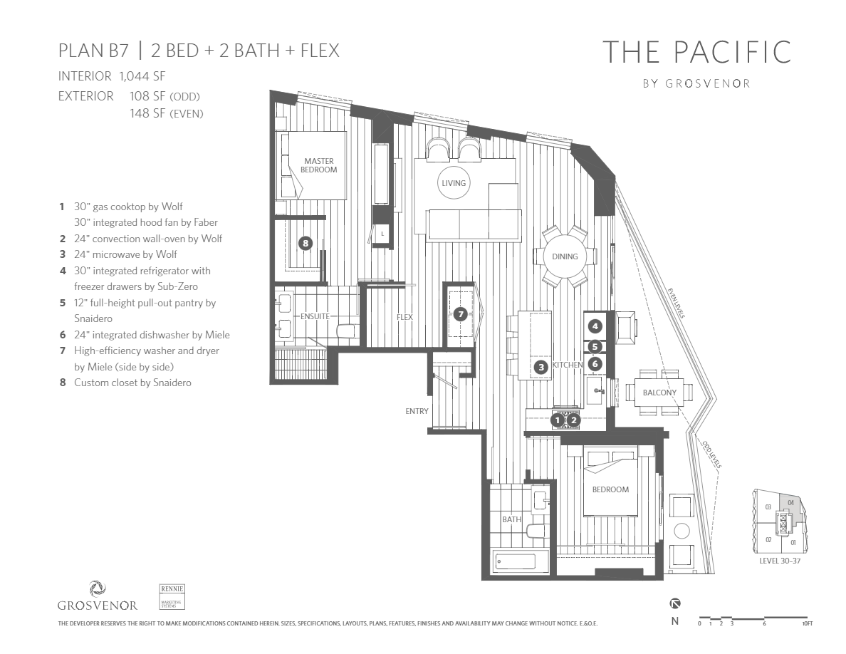 B7 Floor Plan of The Pacific Condos with undefined beds