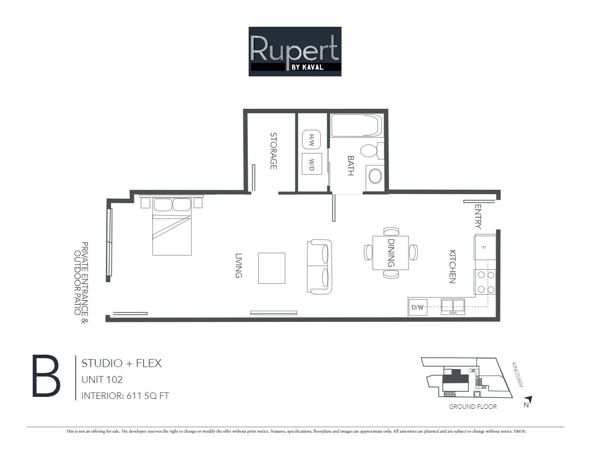 B Floor Plan of RUPERT Condos with undefined beds