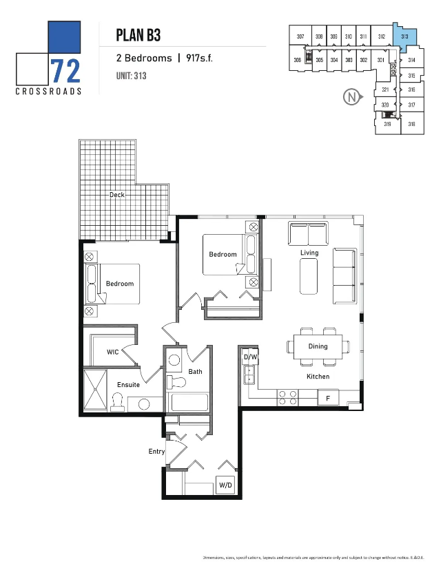 B3 Floor Plan of 72 Crossroads Condos with undefined beds