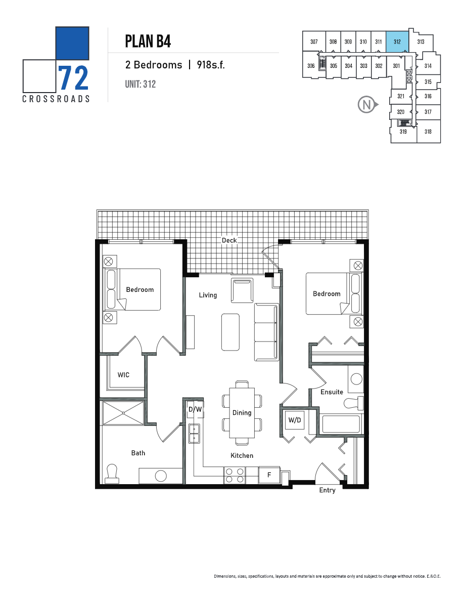 B4 Floor Plan of 72 Crossroads Condos with undefined beds
