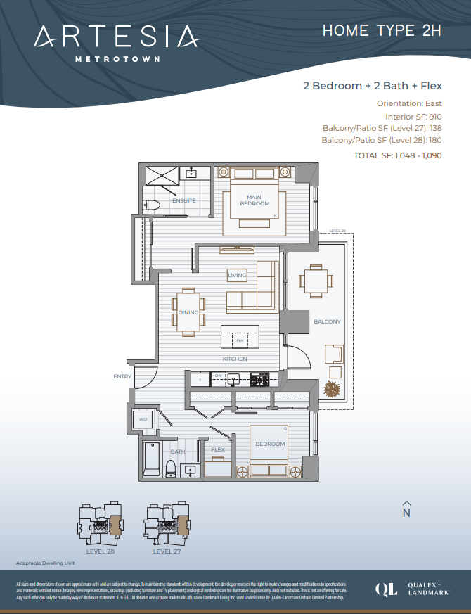 2H Floor Plan of Artesia condos with undefined beds