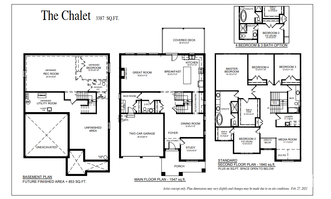  The Chalet Elevation ‘B’  Floor Plan of Meadowlily with undefined beds