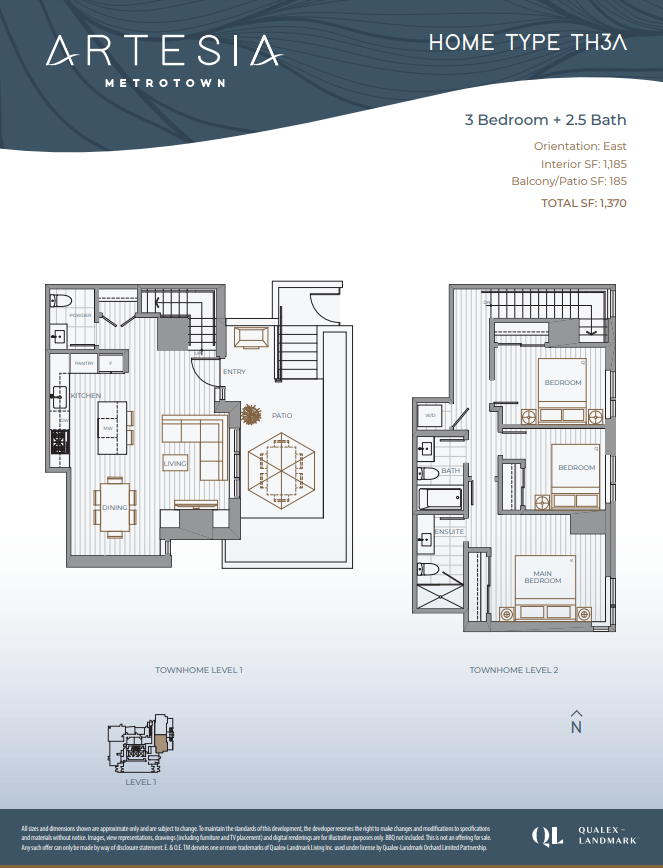 TH3A Floor Plan of Artesia condos with undefined beds