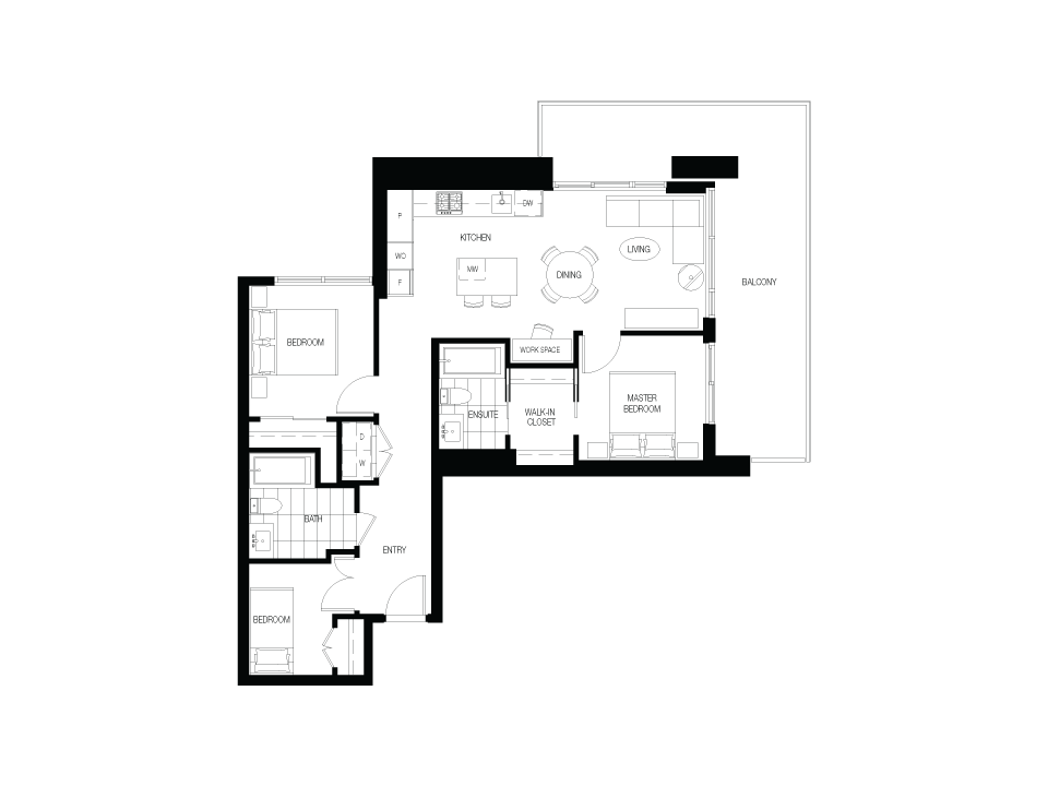 D2 Floor Plan of The City of Lougheed - Neighbourhood One Condos with undefined beds