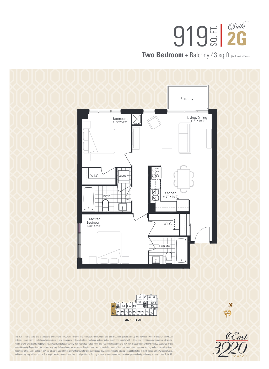 2G Floor Plan of East 3220 Condos with undefined beds