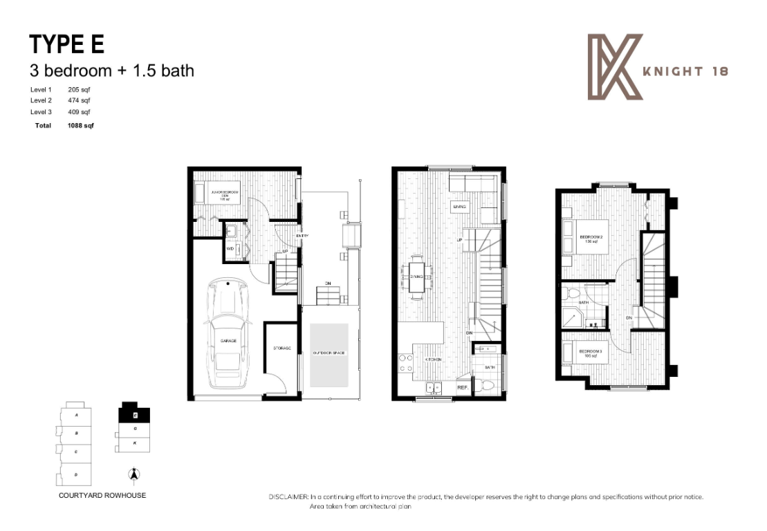 Type E Floor Plan of Knight 18 Towns with undefined beds
