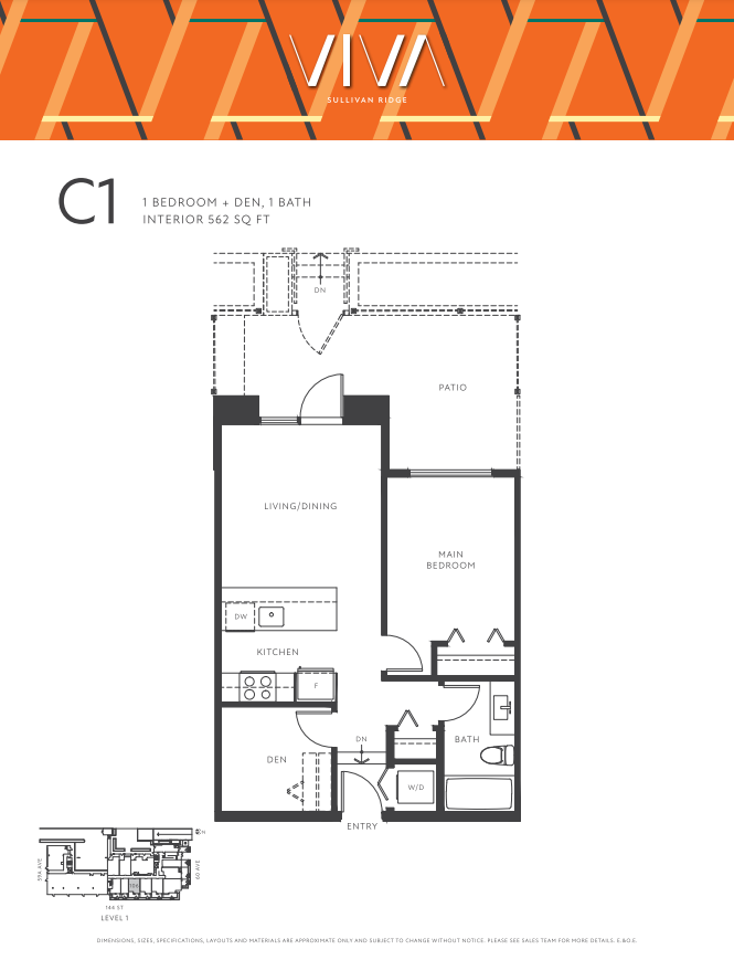 C1 Floor Plan of VIVA condos with undefined beds