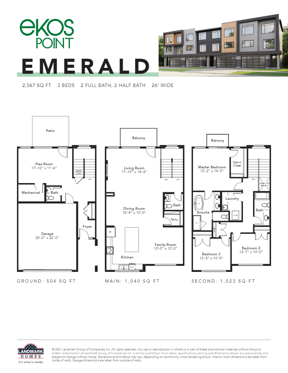 3 Floor Plan of Ekos Point Townhomes with undefined beds