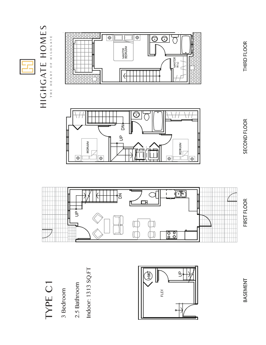 C1 Floor Plan of Highgate Homes Town with undefined beds