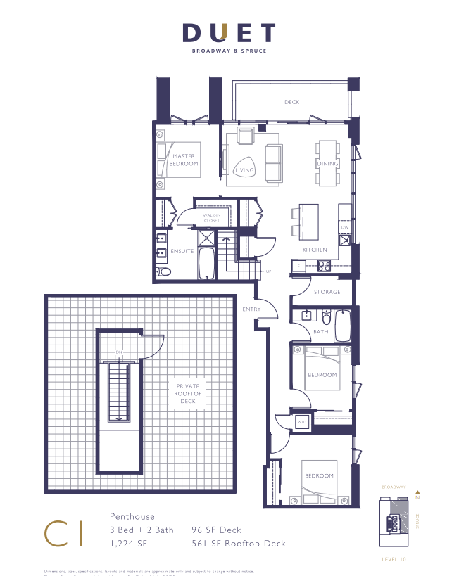 C1 Floor Plan of Duet Condos with undefined beds