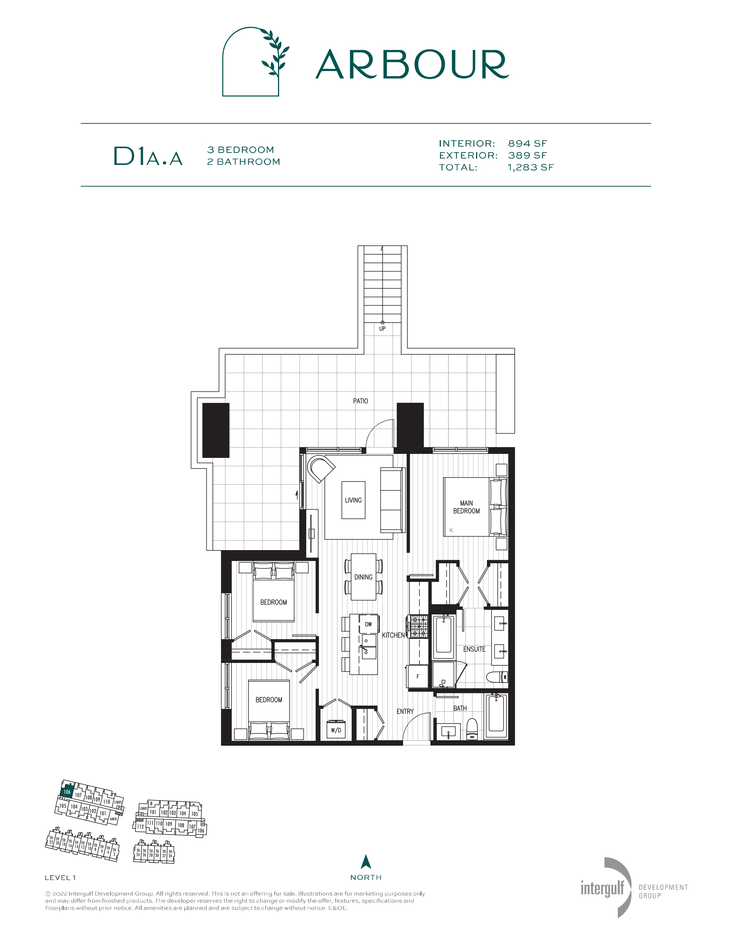 D1A.A  Floor Plan of Arbour Condos with undefined beds