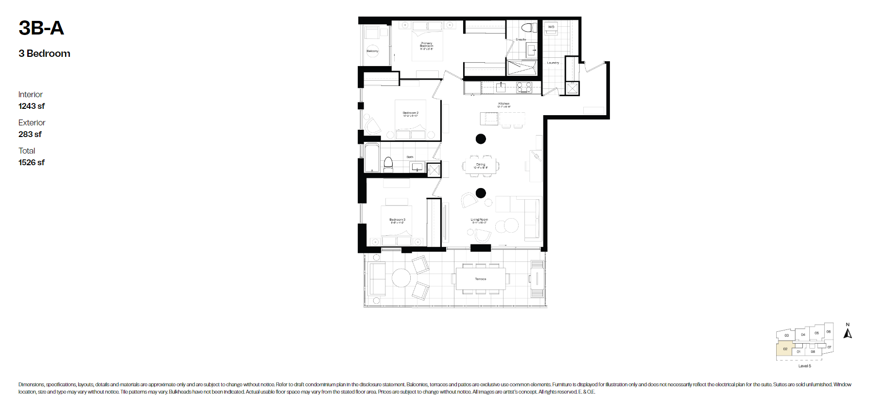  3B-A  Floor Plan of Courcelette Condos with undefined beds