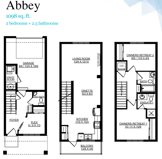 Abbey Floor Plan of Crystallina Townhomes by StreetSide Developments with undefined beds