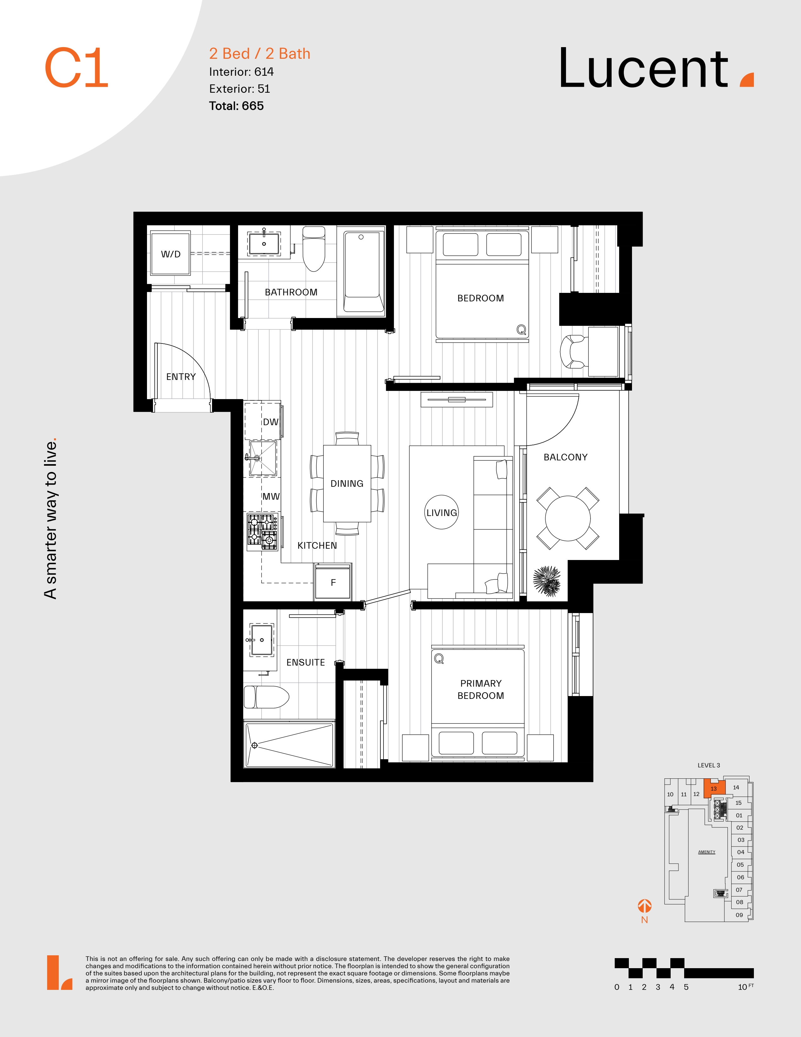 C1 Floor Plan of Lucent Condos with undefined beds
