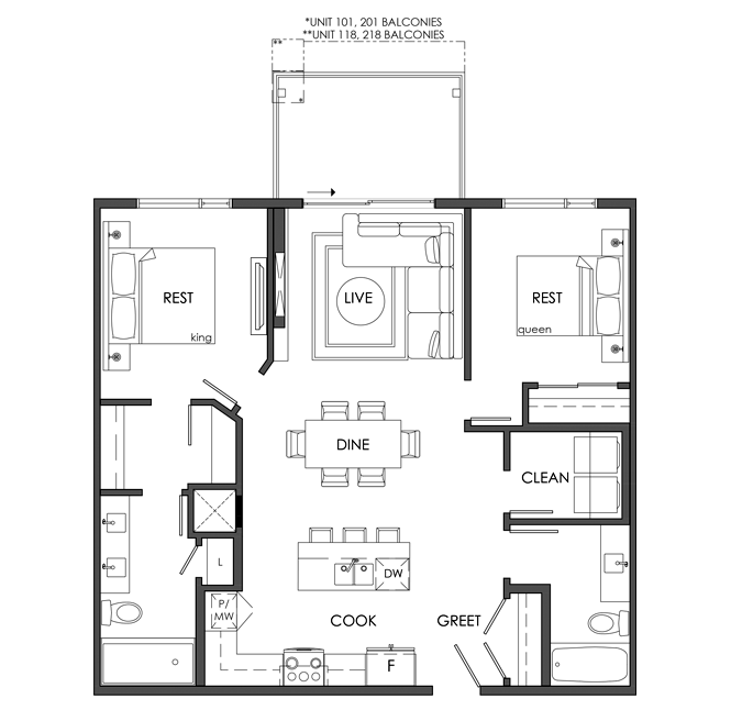 TRANQUIL Floor Plan of Edge at Larch Park - Building 2 Condos with undefined beds
