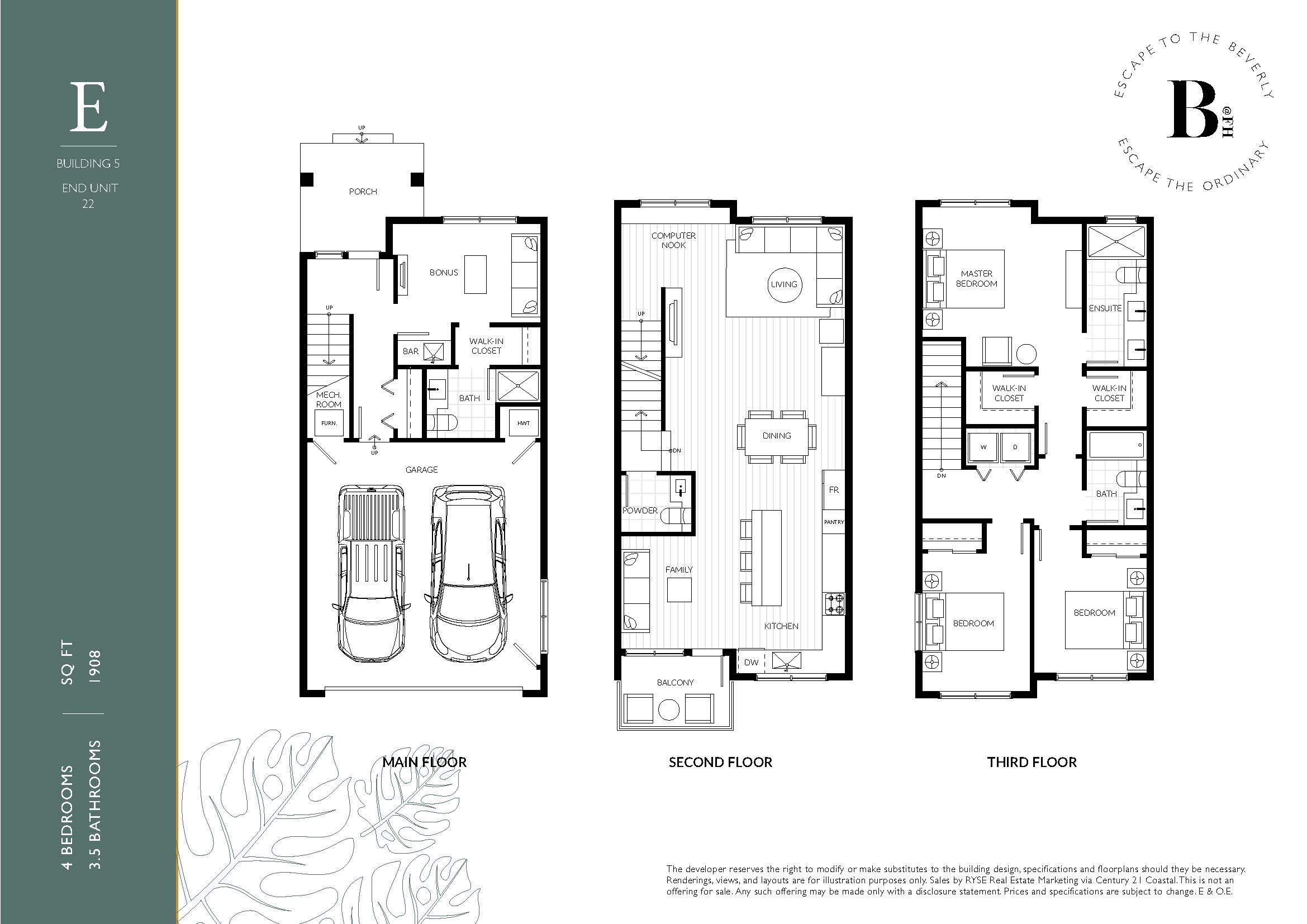 E Floor Plan of The Beverly Towns with undefined beds