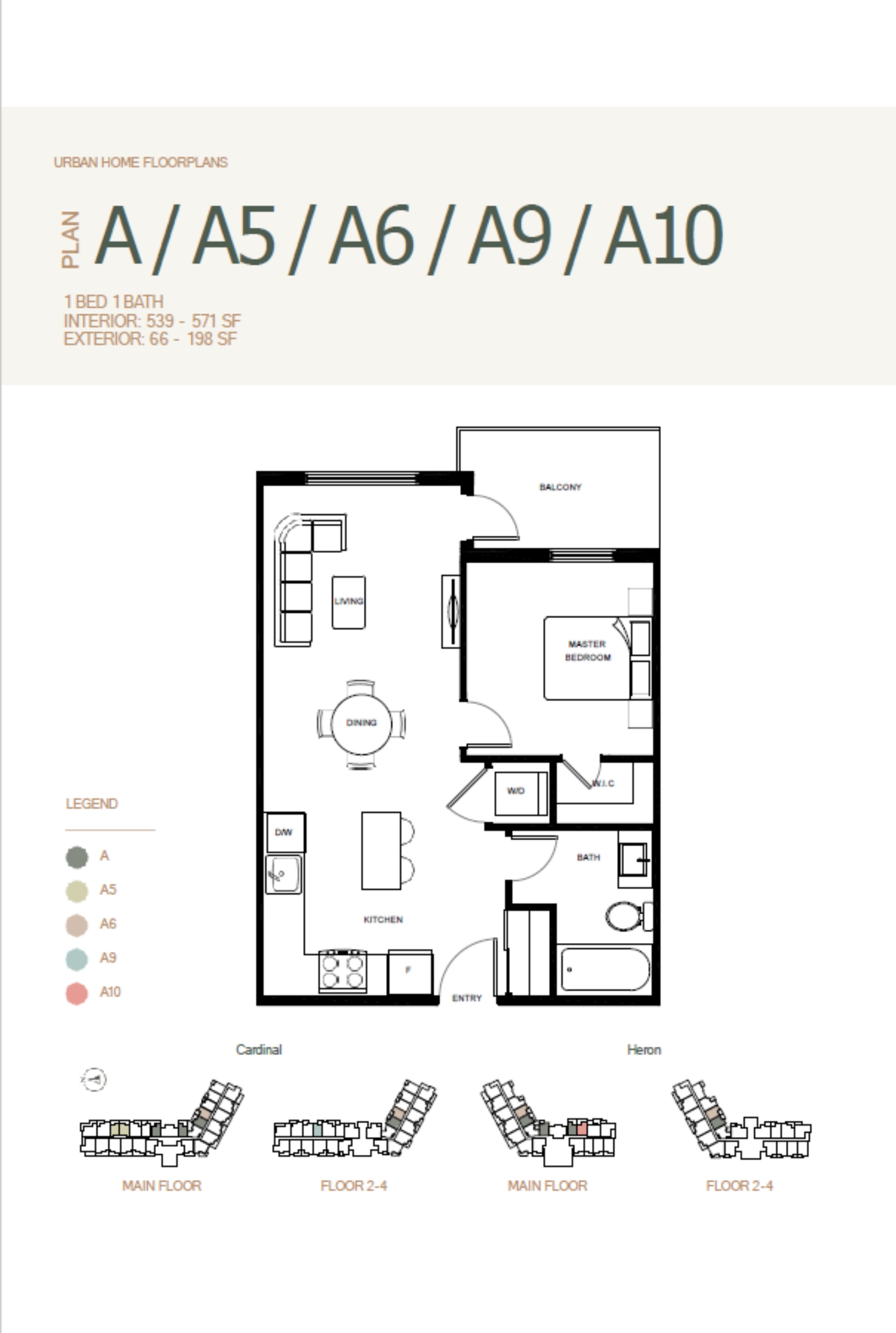  A/A5/A6/A9/A10  Floor Plan of Park & Maven (Condos - Cardinal & Heron) with undefined beds