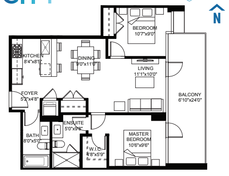 2106 Floor Plan of The View at Grandin City Condos with undefined beds