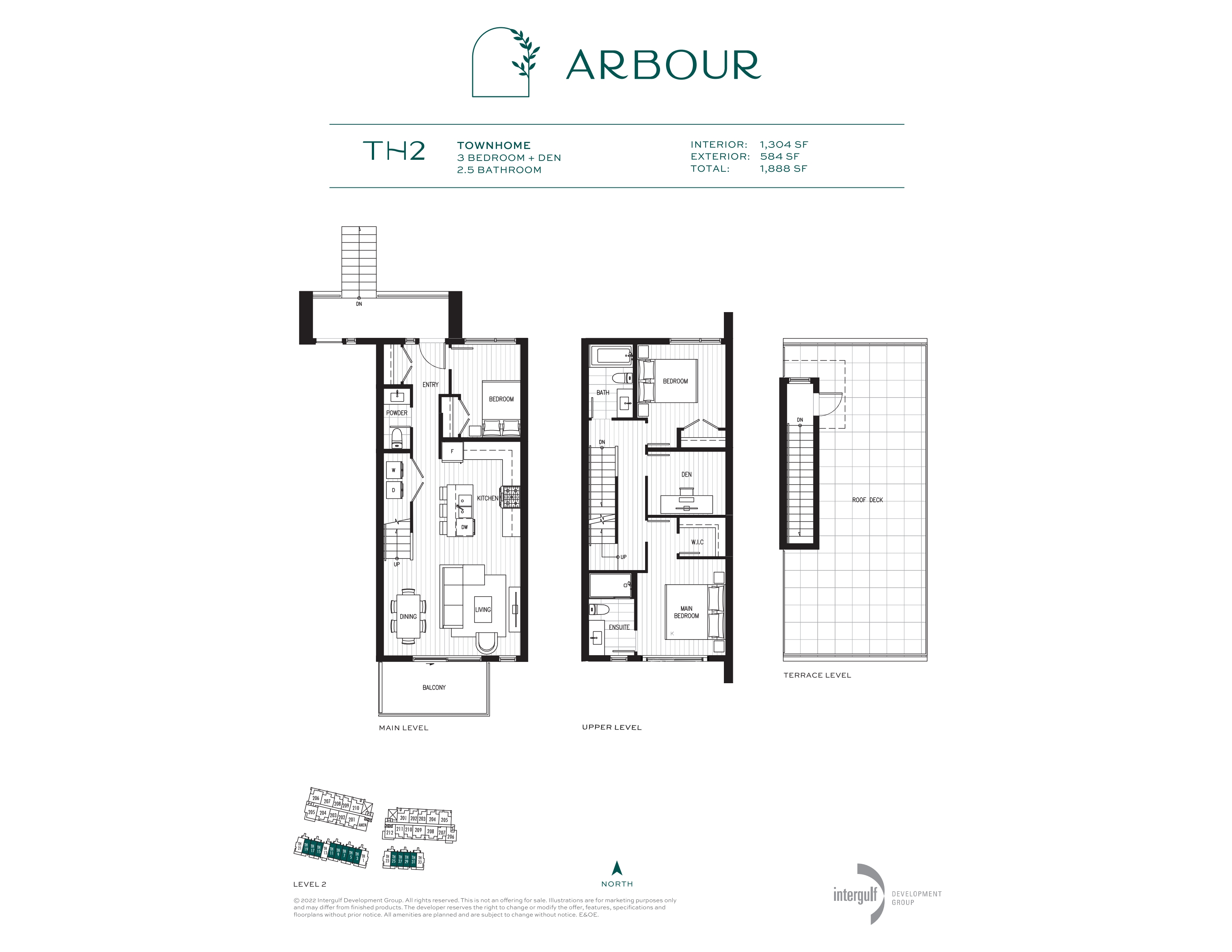TH2 Floor Plan of Arbour Condos with undefined beds