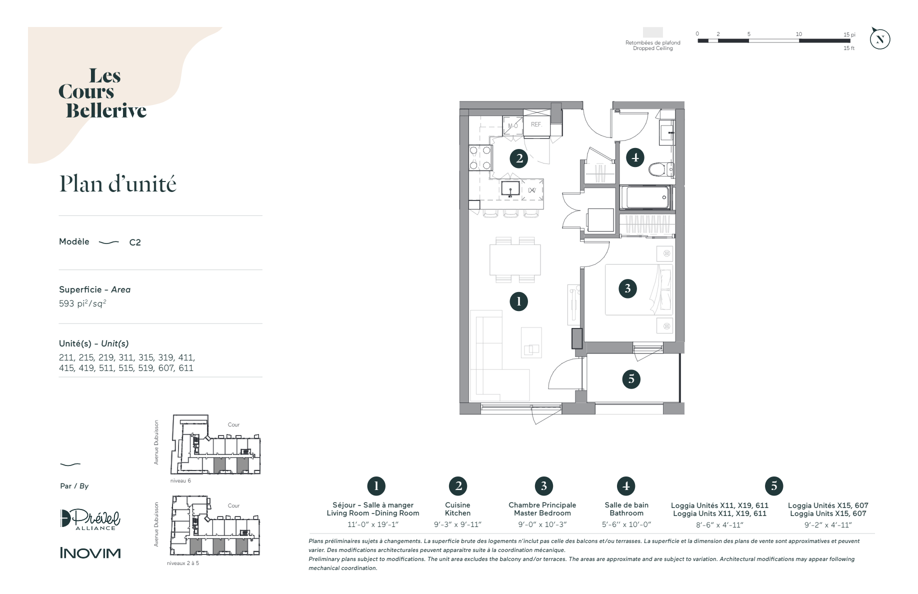  Floor Plan of Les Cours Bellerive - Phase 2 with undefined beds