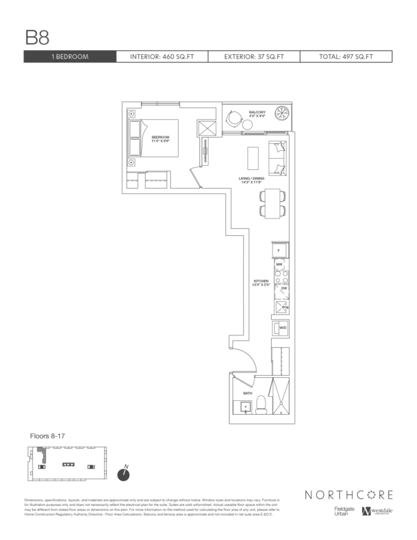  Floor Plan of NorthCore Condos with undefined beds