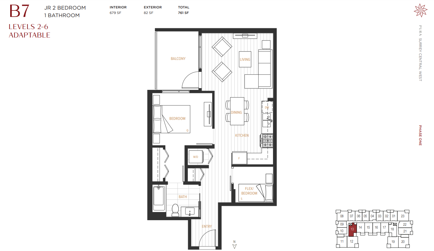 B7(2-6) Floor Plan of Pura (Phase 1) Condos with undefined beds