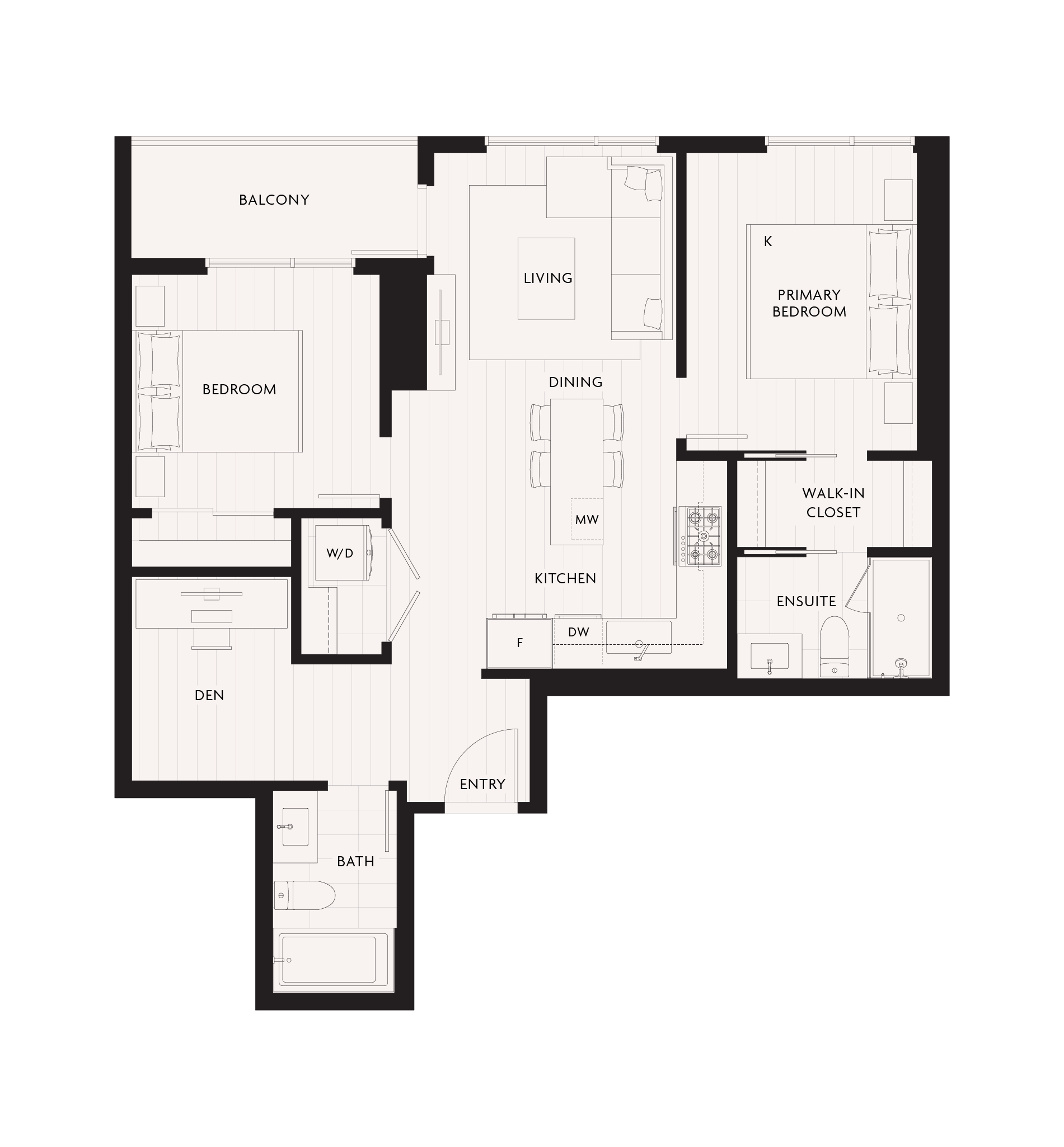 D2 Floor Plan of Century City Holland Park - Park Tower 1 with undefined beds