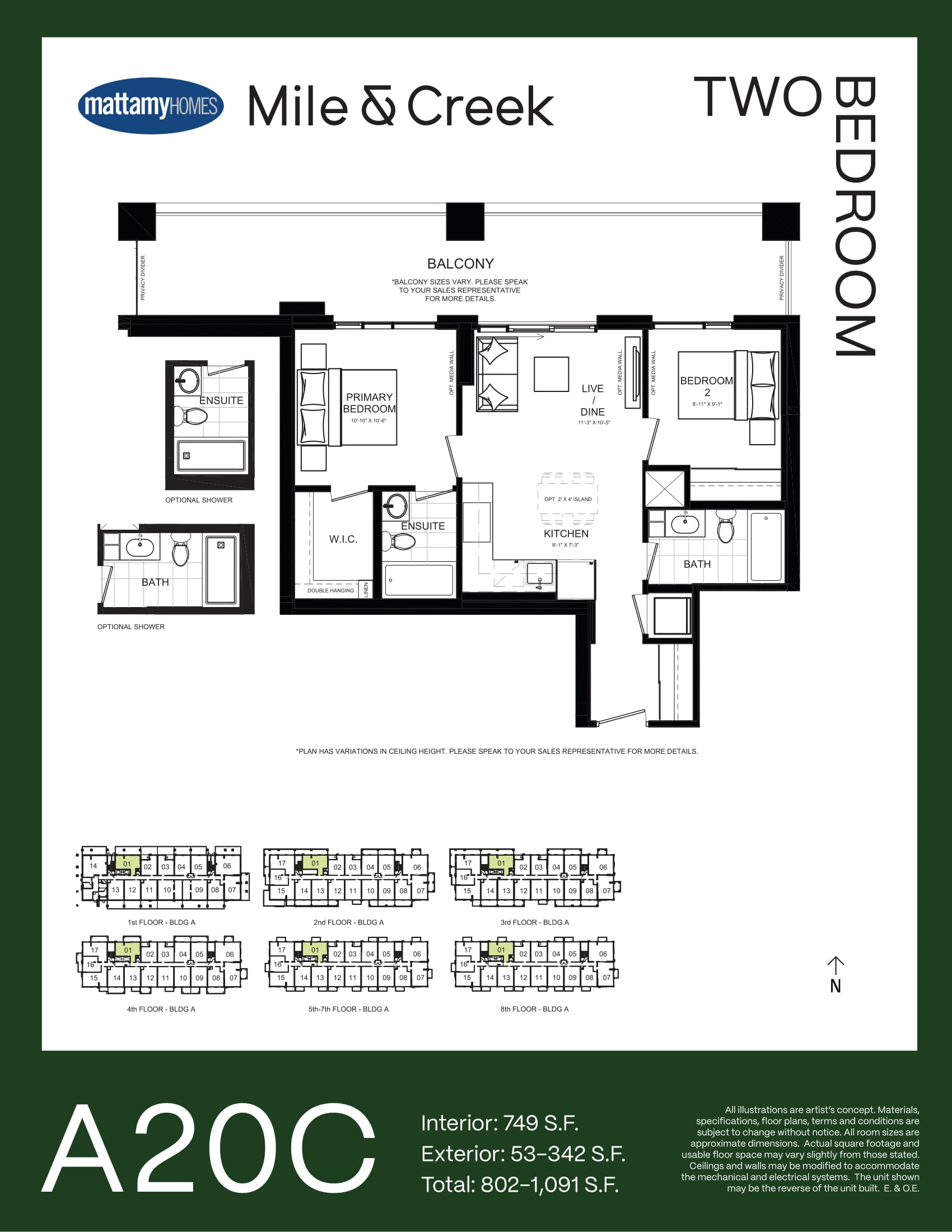  Floor Plan of Mile and Creek Condos with undefined beds