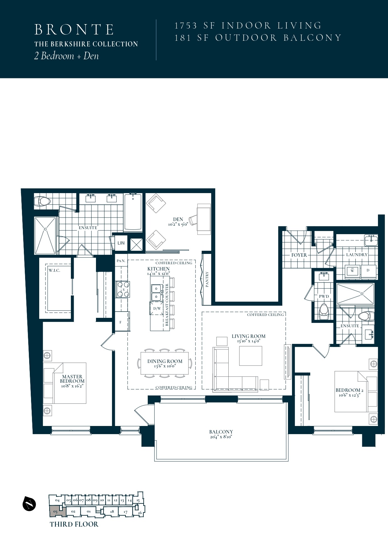  Floor Plan of Berkshire Residences Condos with undefined beds
