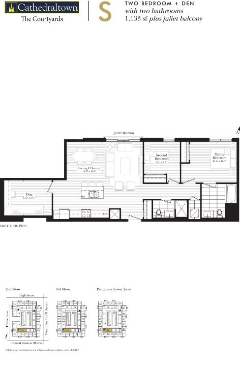  Floor Plan of The Courtyards at Cathedraltown Condos with undefined beds
