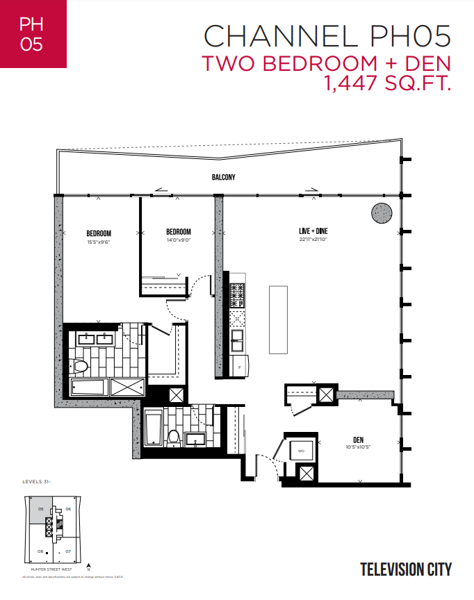  Floor Plan of Television City Condos with undefined beds