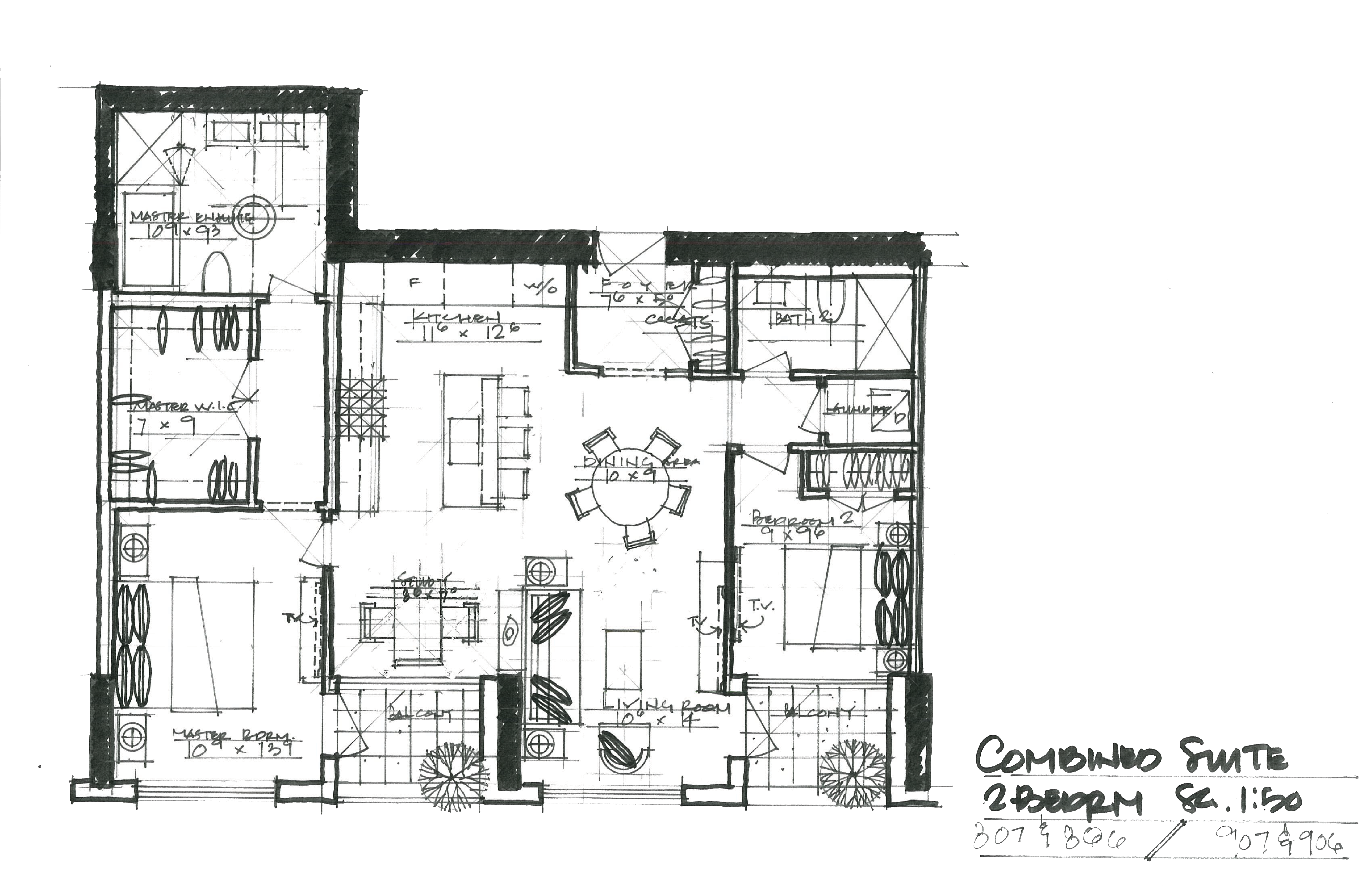 1236 sq ft Floor Plan of The Residences at Island Park Drive Condos with undefined beds
