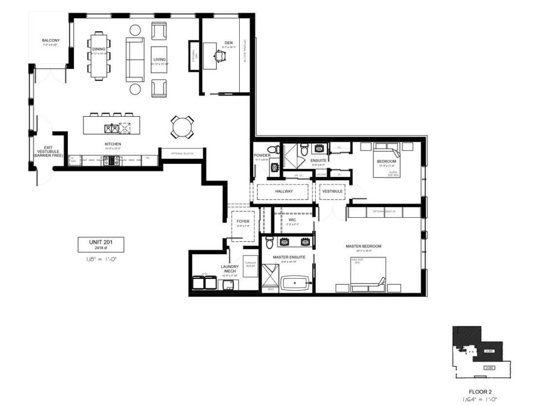 UNIT 201 Floor Plan of The Sixteen Condos with undefined beds
