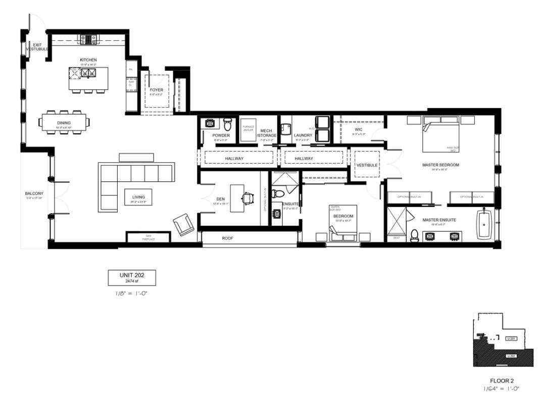 UNIT 202 Floor Plan of The Sixteen Condos with undefined beds