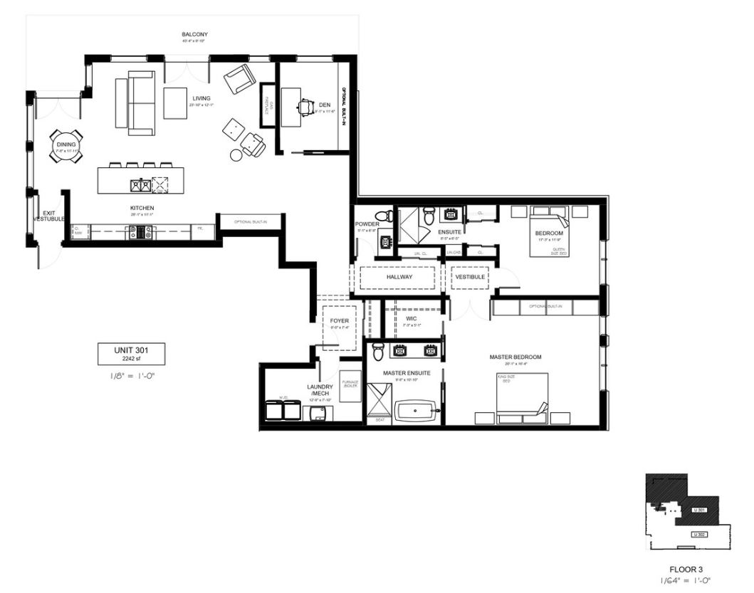 UNIT 301 Floor Plan of The Sixteen Condos with undefined beds