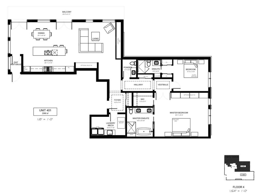UNIT 401 Floor Plan of The Sixteen Condos with undefined beds