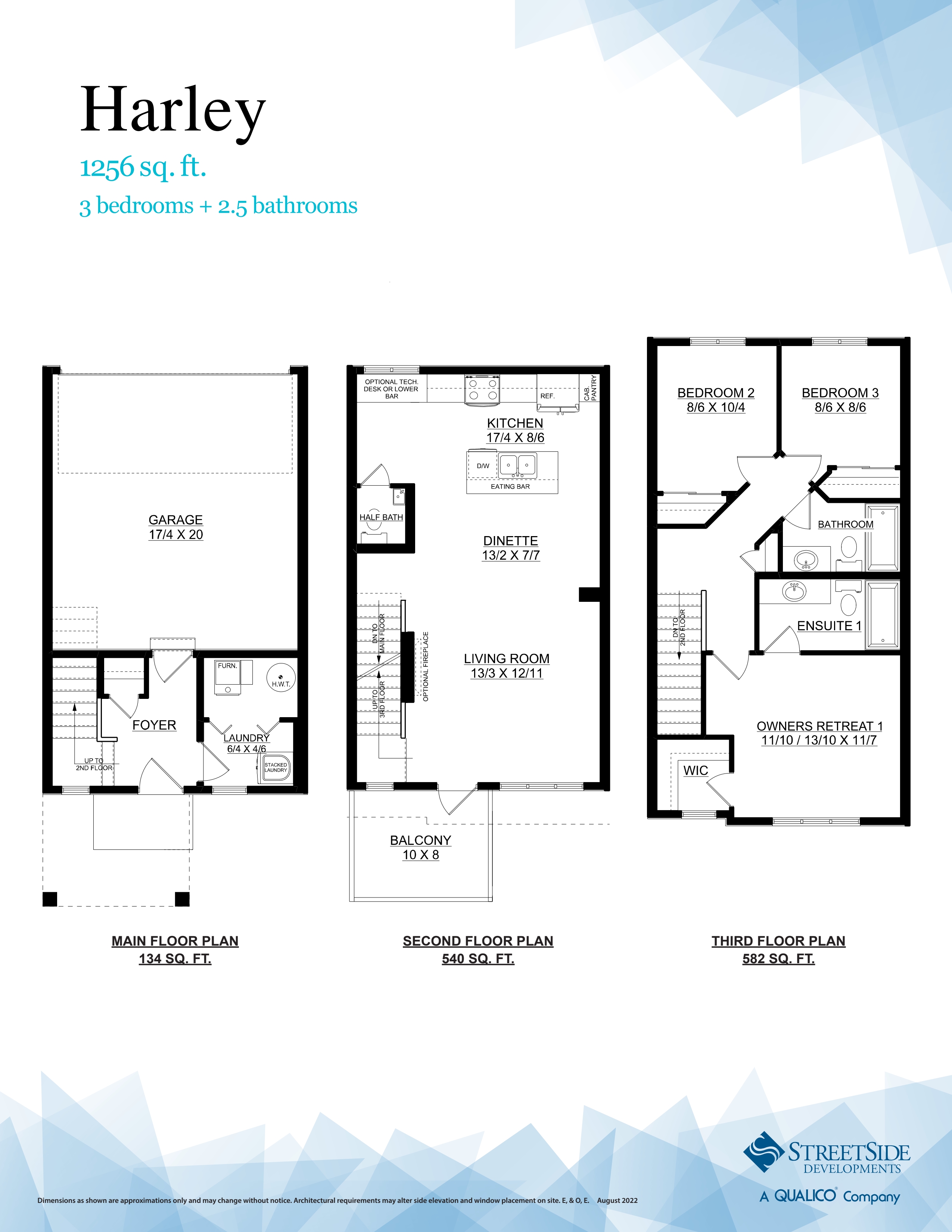 Harley Floor Plan of Rivers Edge Townhomes by StreetSide Developments with undefined beds