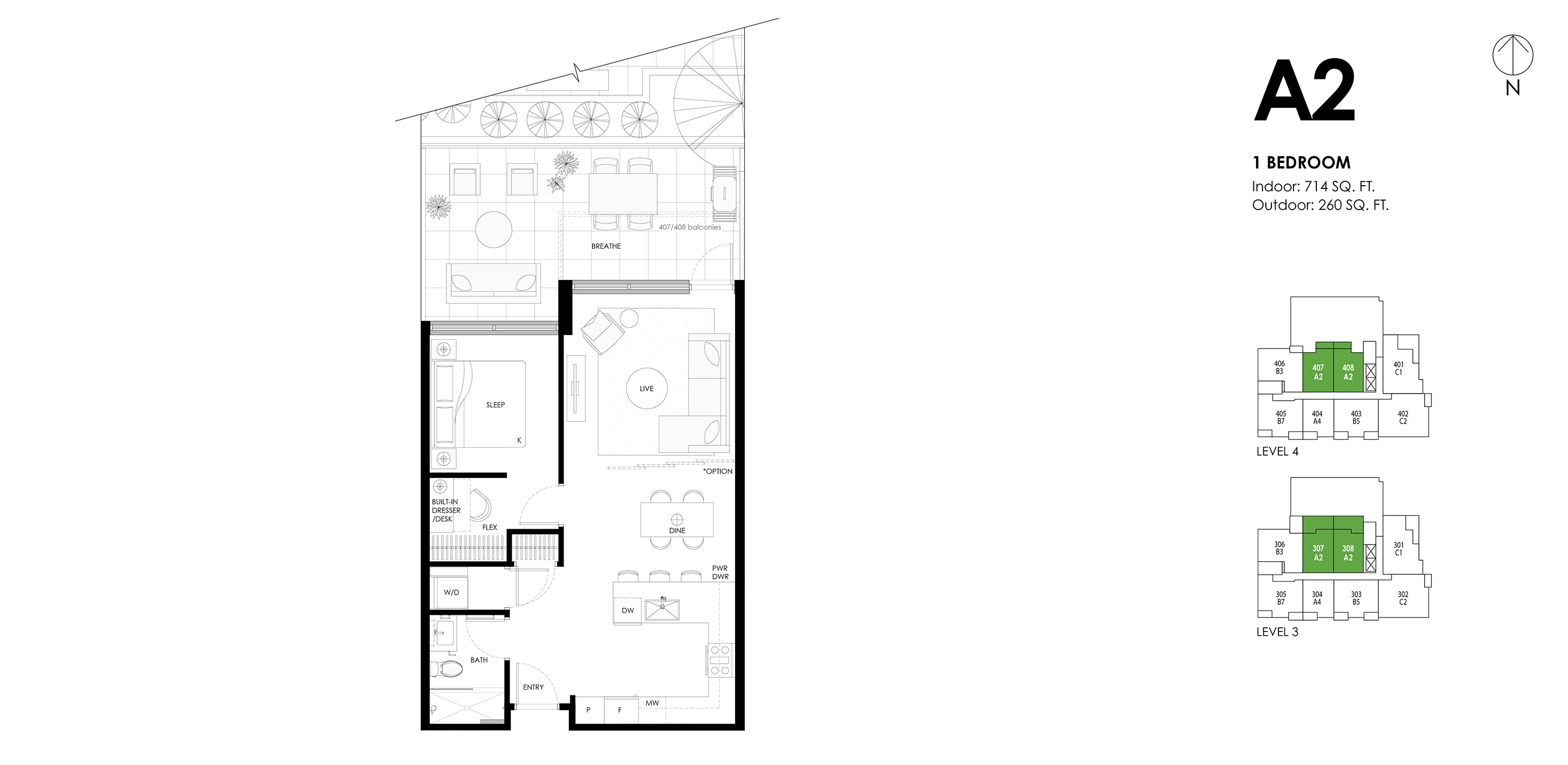 A2 Floor Plan of Ava Condos with undefined beds