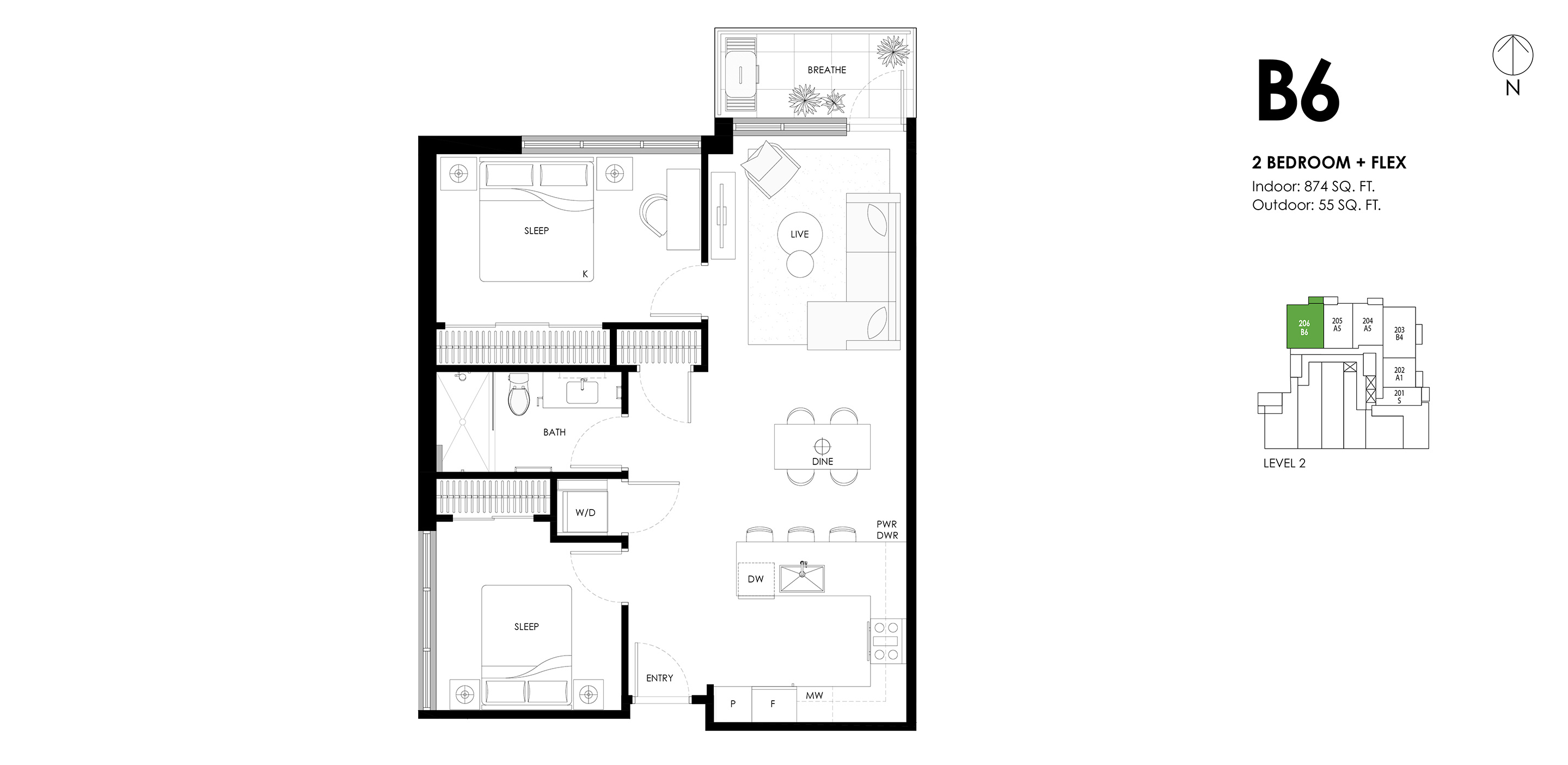 B6 Floor Plan of Ava Condos with undefined beds