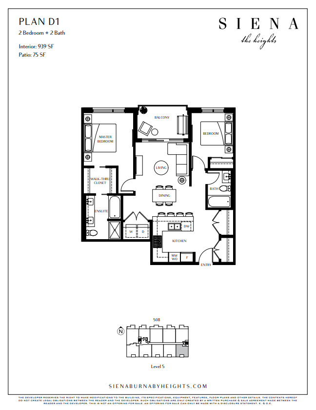 D1 Floor Plan of SIENA The Heights Condos with undefined beds