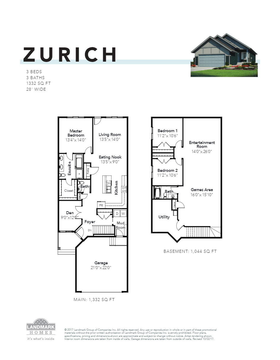 Zurich Floor Plan of Glenridding Ravine by Landmark Homes with undefined beds