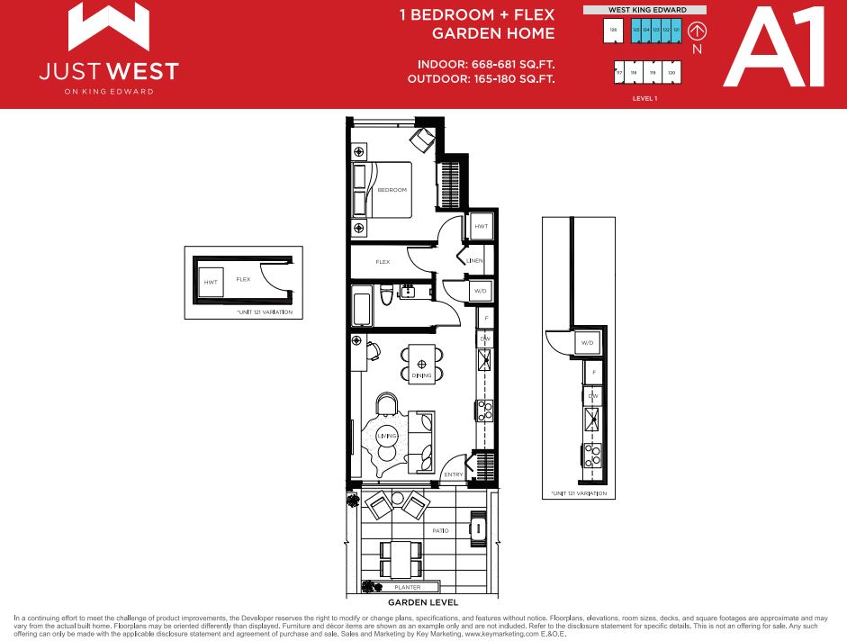 A1 Floor Plan of Just West Condos with undefined beds