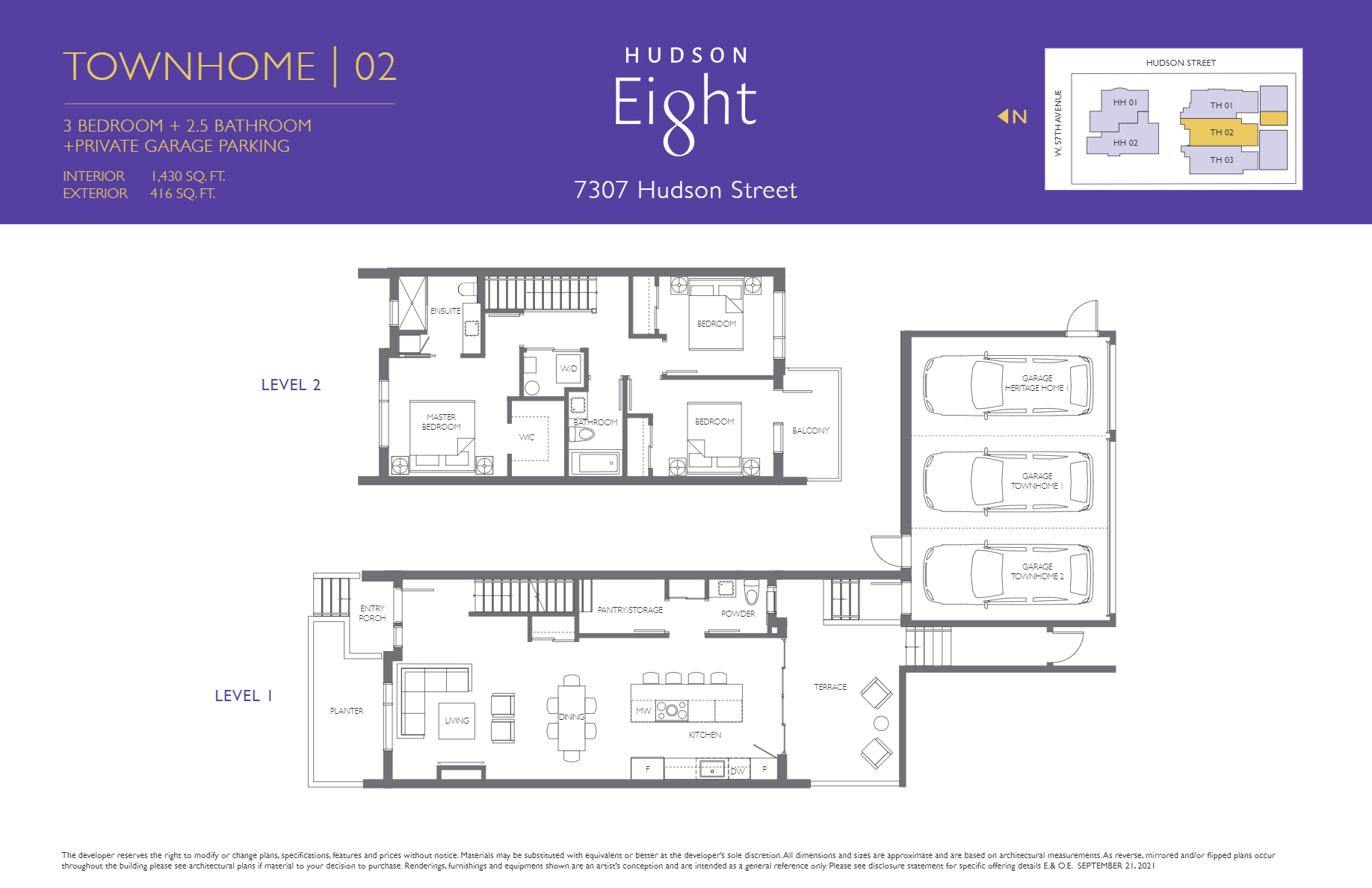 7307 Hudson Street Floor Plan of Hudson 8 Towns with undefined beds