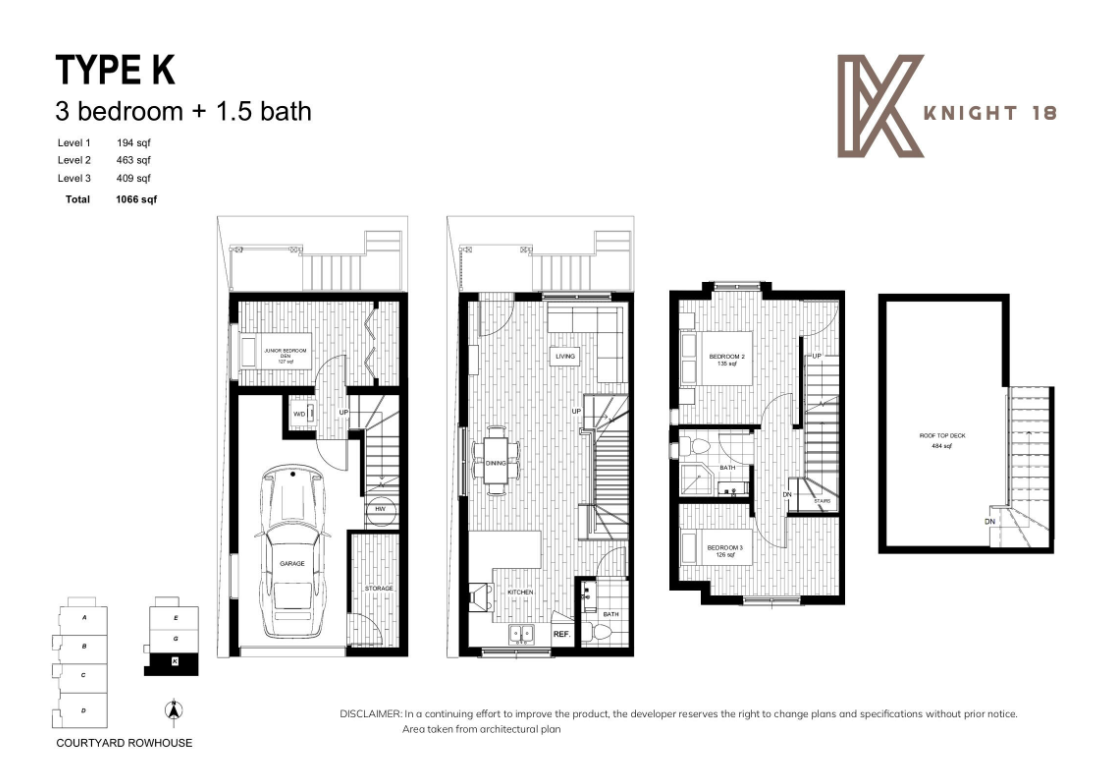 Type K Floor Plan of Knight 18 Towns with undefined beds