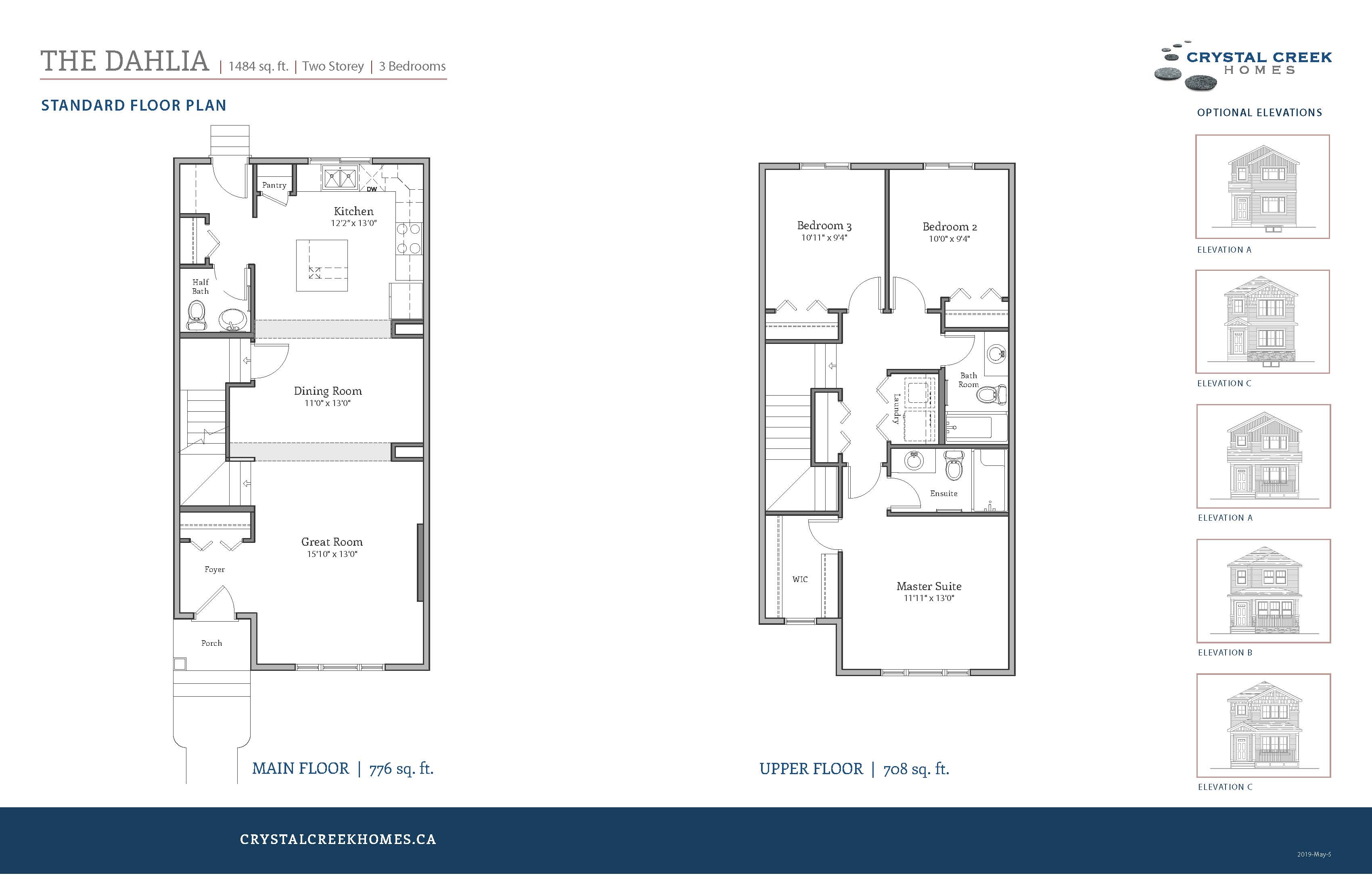 The Dahlia Floor Plan of Maple Crest Crystal Creek Homes Edmonton with undefined beds